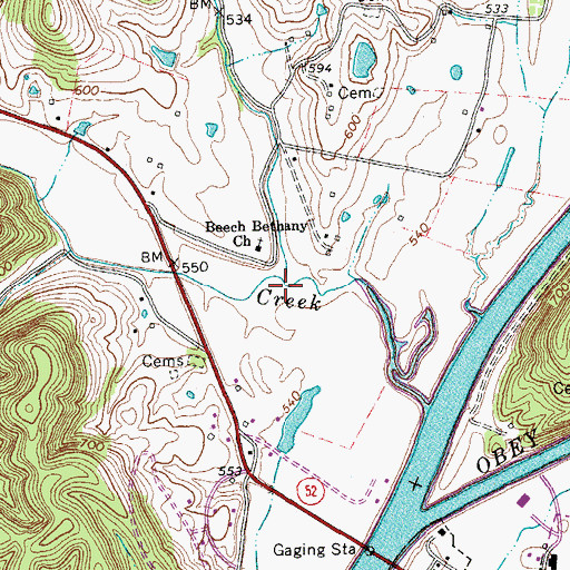 Topographic Map of Little Proctor Creek, TN