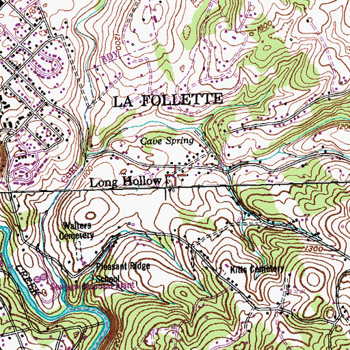 Topographic Map of Long Hollow, TN