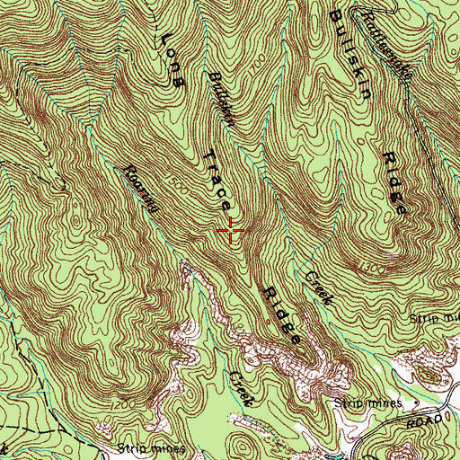 Topographic Map of Long Trace Ridge, TN