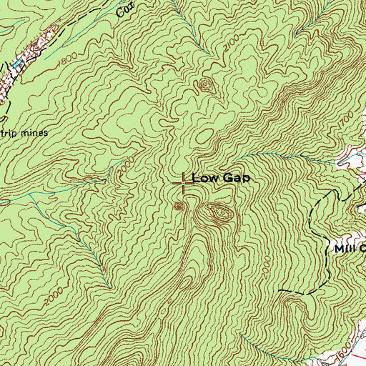 Topographic Map of Low Gap, TN