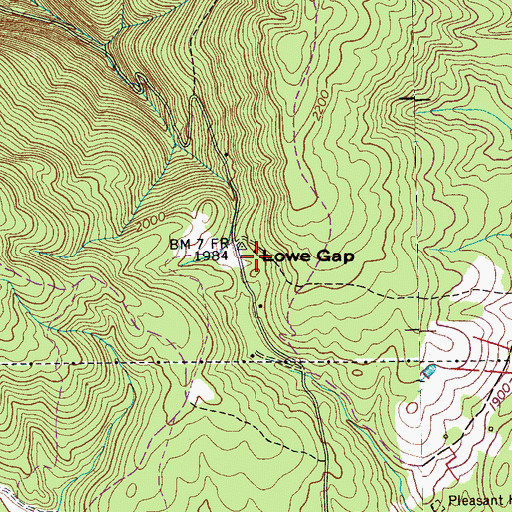 Topographic Map of Lowe Gap, TN