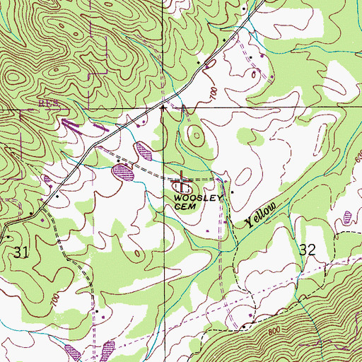 Topographic Map of Woosley Cemetery, AL