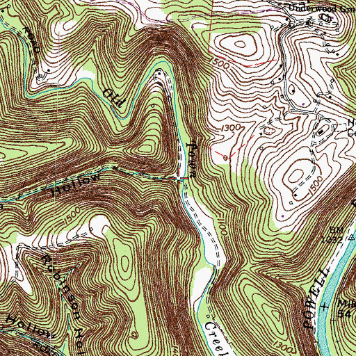 Topographic Map of Madon Hollow, TN