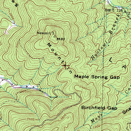 Topographic Map of Maple Spring Gap, TN