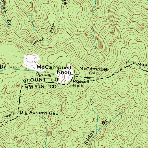 Topographic Map of McCampbell Knob, TN