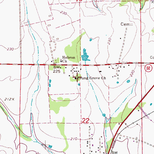 Topographic Map of Young Grove Church, AL