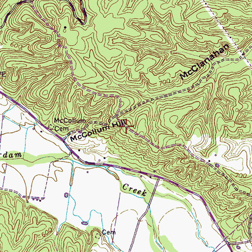 Topographic Map of McCollum Hill, TN