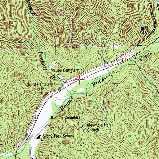 Topographic Map of McGee Cemetery, TN