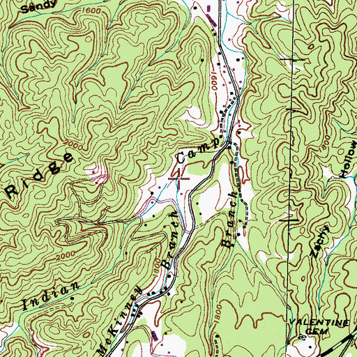 Topographic Map of McKinney Branch, TN