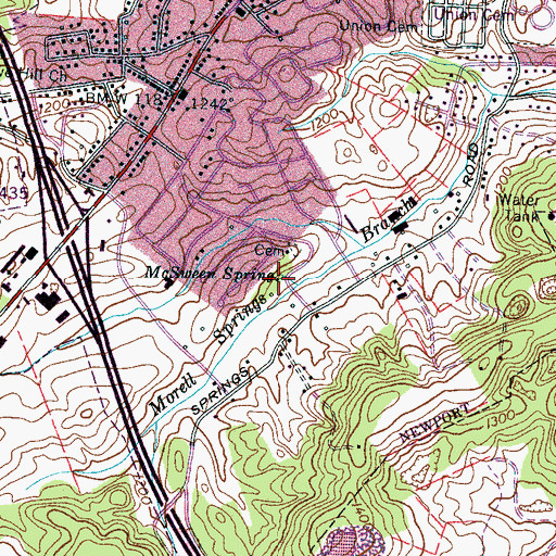Topographic Map of McSween Spring, TN