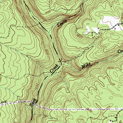Topographic Map of Mike Creek, TN