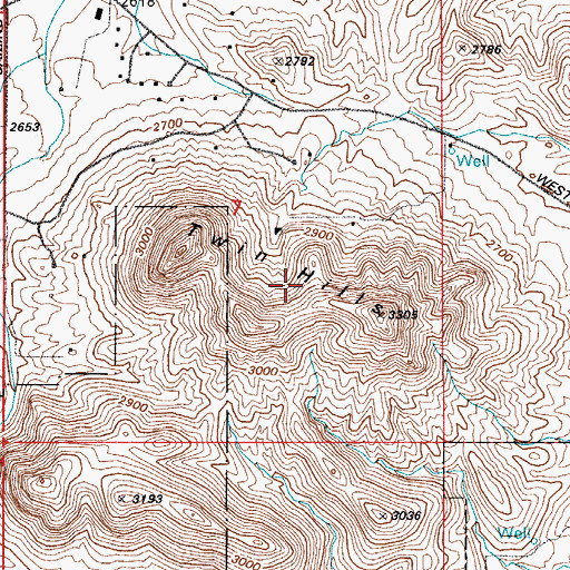 Topographic Map of Twin Hills, AZ