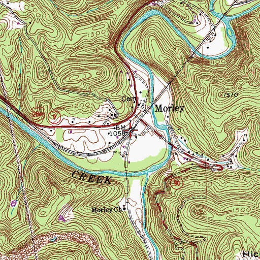 Topographic Map of Morley, TN