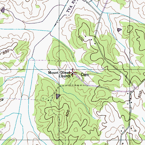 Topographic Map of Mount Gilead Church, TN