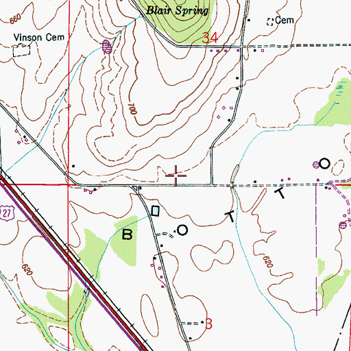 Topographic Map of Wood Airport (historical), AL