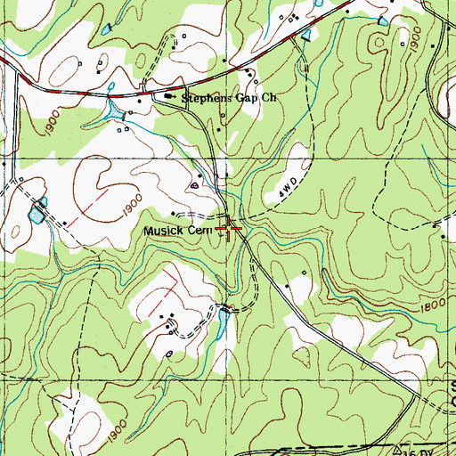 Topographic Map of Musick Cemetery, TN