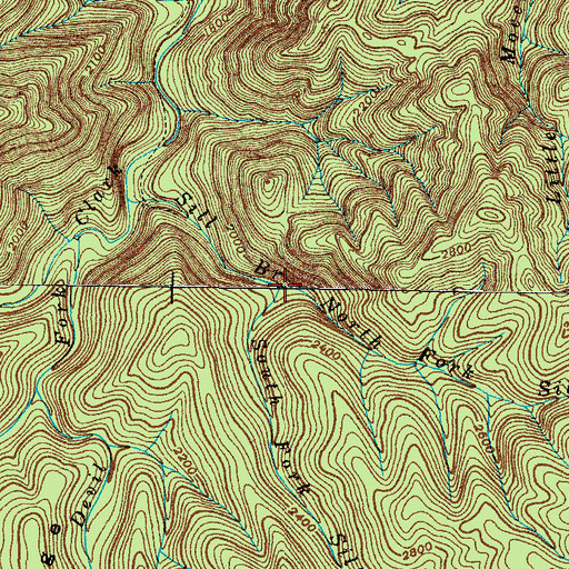 Topographic Map of North Fork Sill Branch, TN