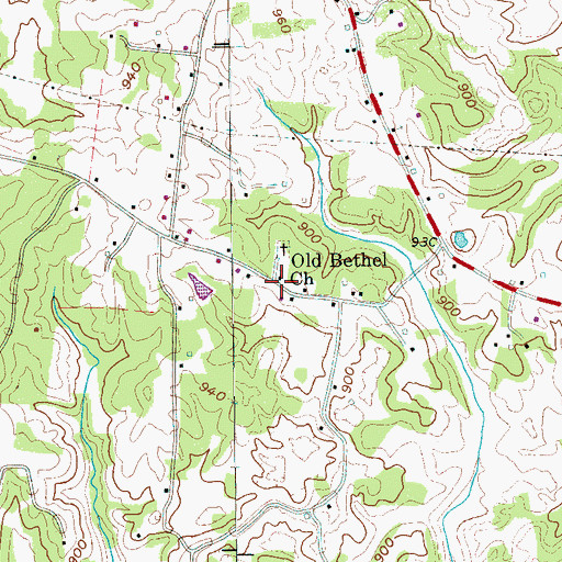 Topographic Map of Old Bethel Church, TN