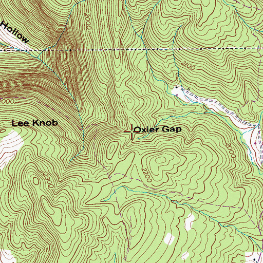 Topographic Map of Oxier Gap, TN