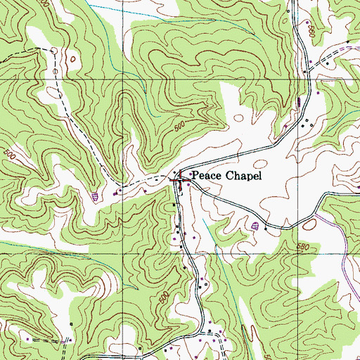 Topographic Map of Peace Chapel, TN