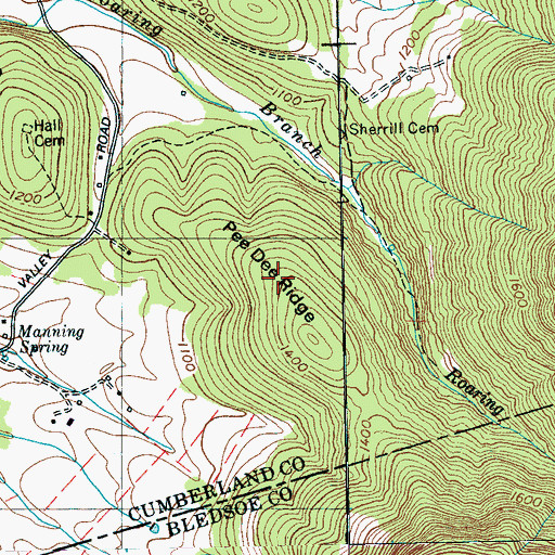 Topographic Map of Pee Dee Ridge, TN