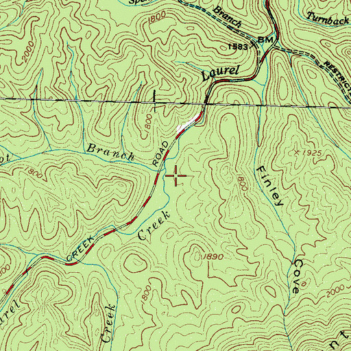 Topographic Map of Pinkroot Branch, TN