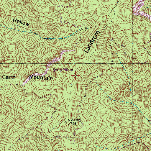 Topographic Map of Pleas McCartt Mountain, TN