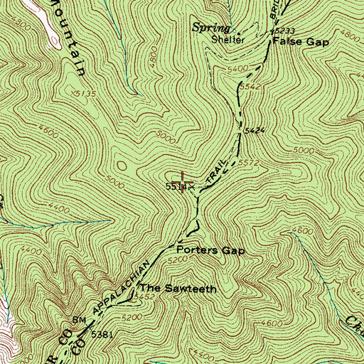 Topographic Map of Porters Mountain, TN