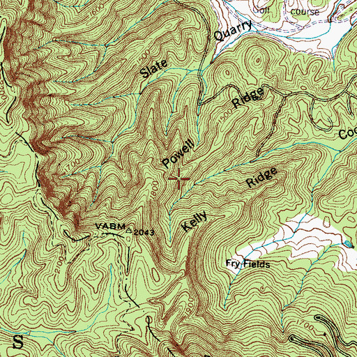 Topographic Map of Powell Ridge, TN
