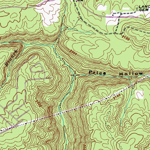 Topographic Map of Price Hollow, TN