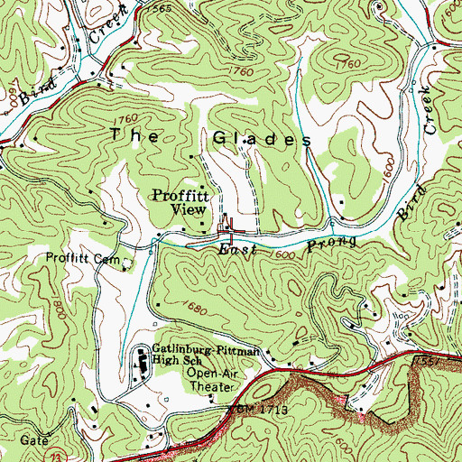 Topographic Map of Proffitt View, TN