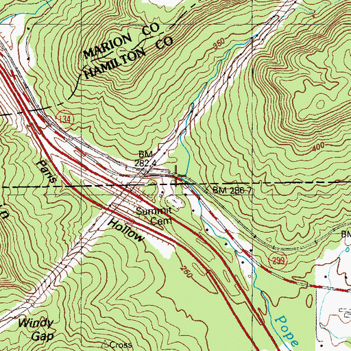 Topographic Map of Pulltight Hollow, TN