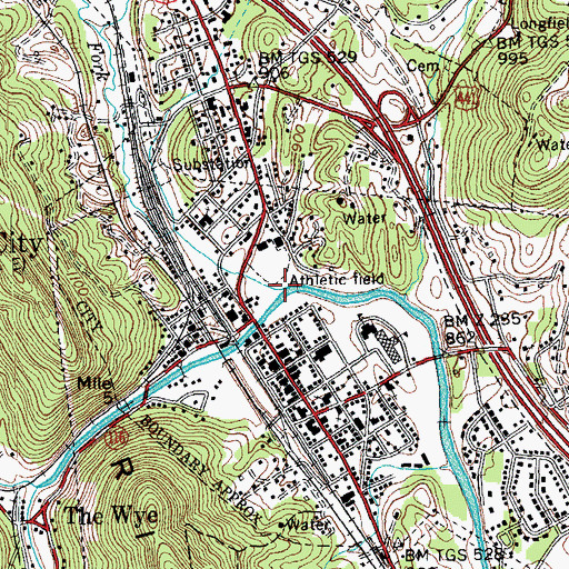 Topographic Map of Right Fork Coal Creek, TN