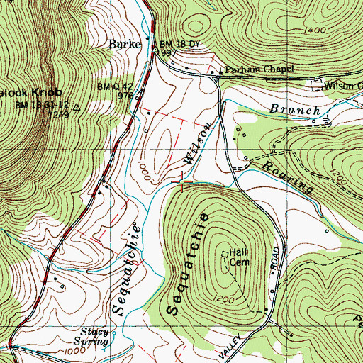 Topographic Map of Roaring Branch, TN