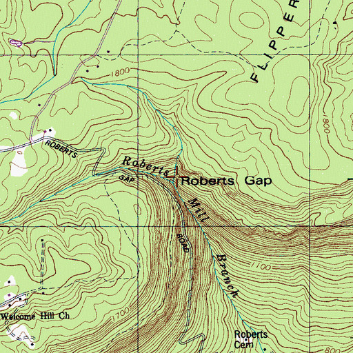 Topographic Map of Roberts Gap, TN