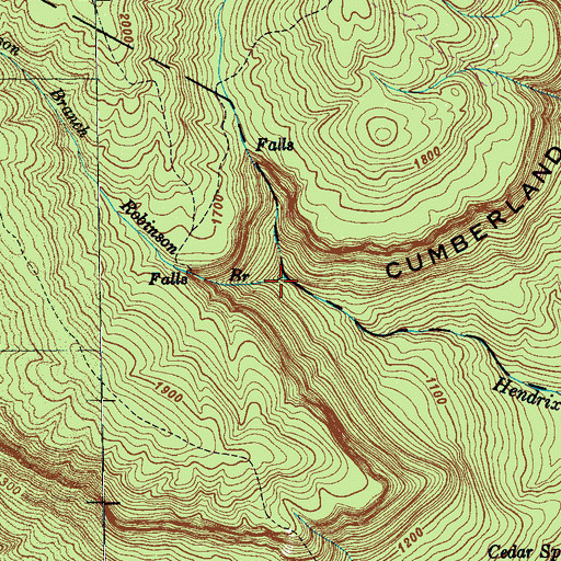 Topographic Map of Robinson Branch, TN