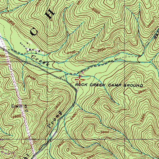 Topographic Map of Rock Creek Camp Ground, TN