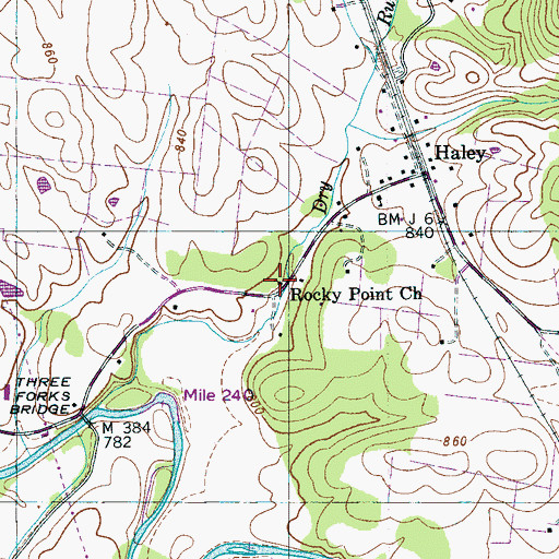Topographic Map of Rocky Point Church, TN