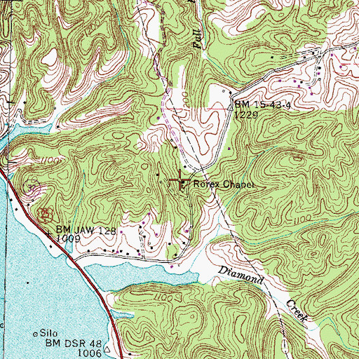 Topographic Map of Rorex Chapel, TN