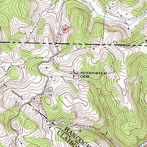 Topographic Map of Rosenbalm Cemetery, TN