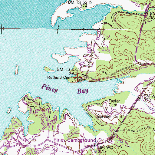 Topographic Map of Rutland Cemetery, TN