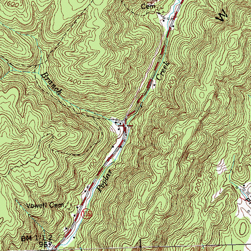 Topographic Map of Schoolhouse Branch, TN