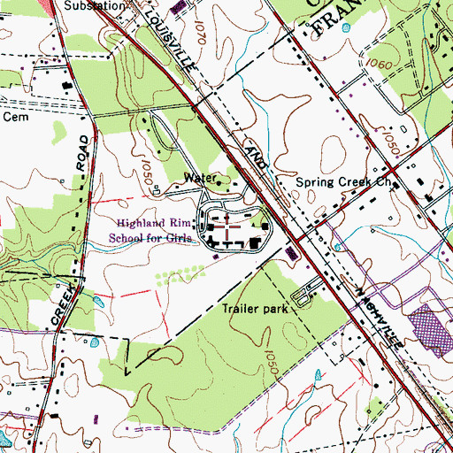 Topographic Map of Highland Rim School for Girls, TN