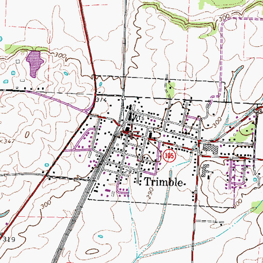 Topographic Map of Trimble, TN
