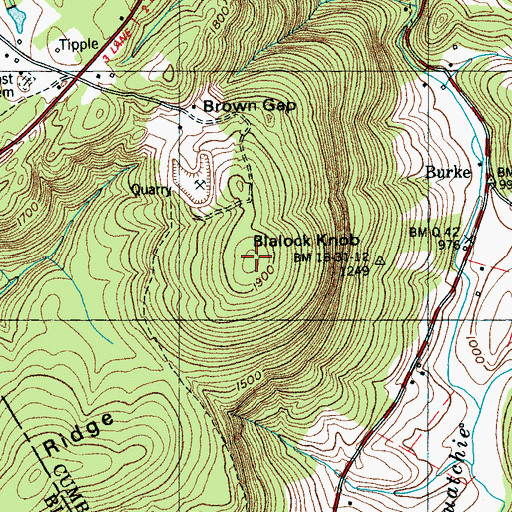 Topographic Map of Blalock Knob, TN