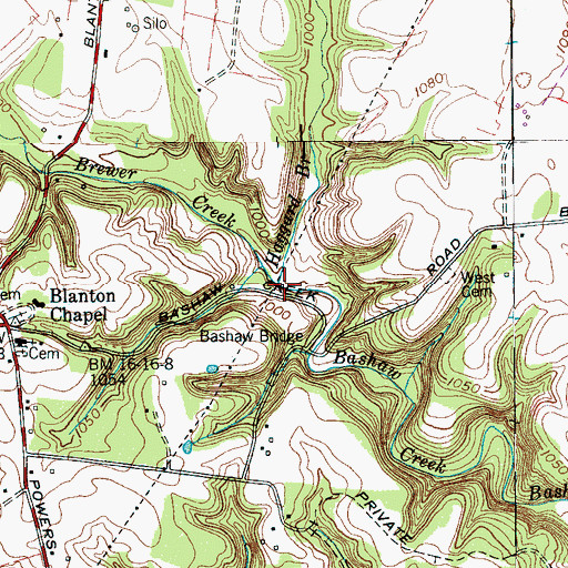 Topographic Map of Brewer Creek, TN