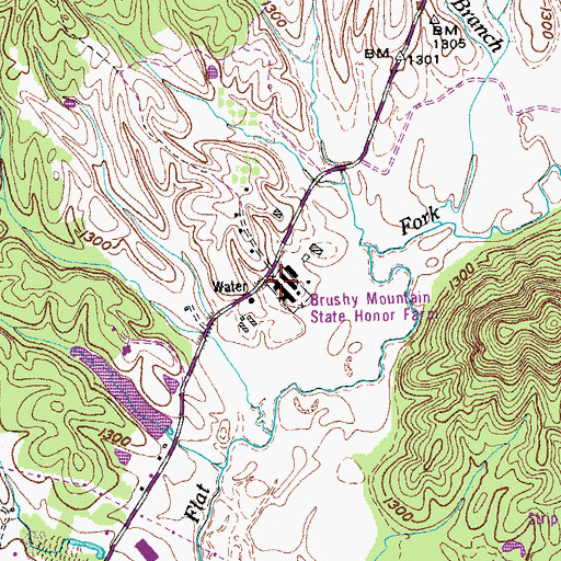 Topographic Map of Brushy Mountain State Honor Farm, TN