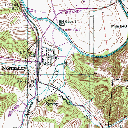 Topographic Map of Cascade Branch, TN