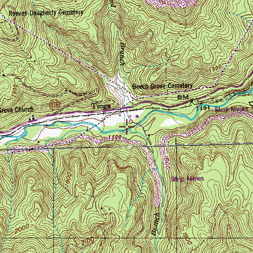 Topographic Map of Coon Pool Branch, TN