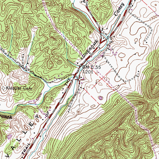 Topographic Map of Devils Nose Branch, TN